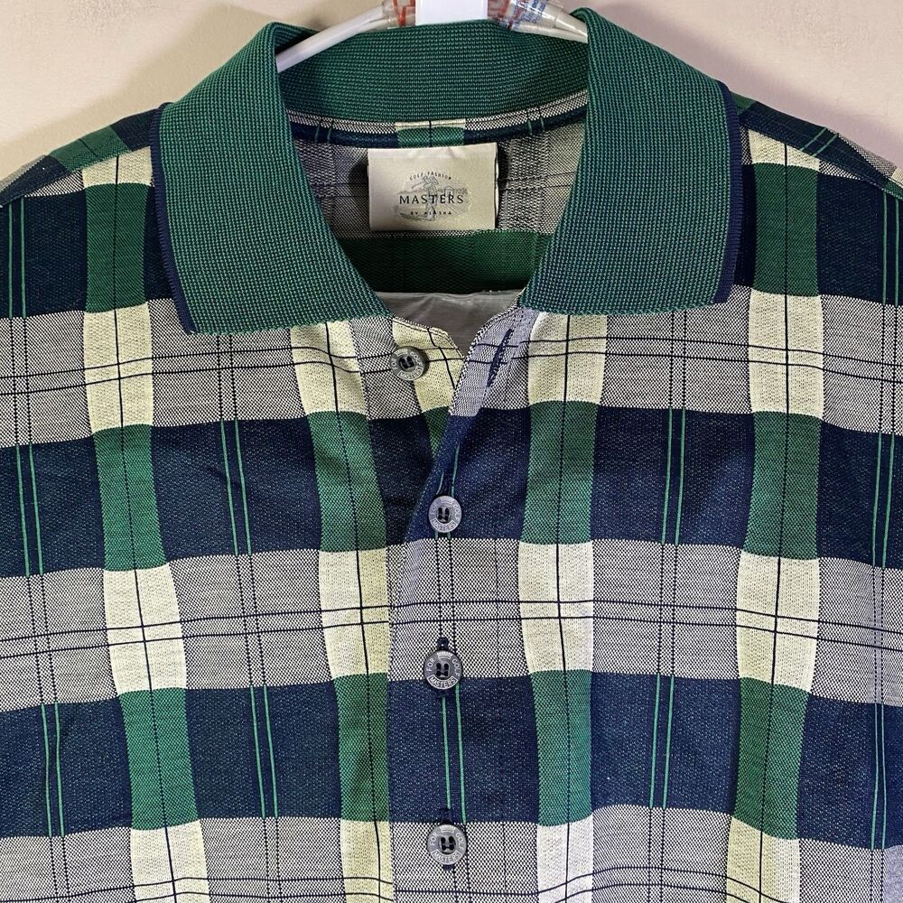 Masters St. Andrews Golf  Polo Shirt Mens Large Green Check Old Course  Italy
